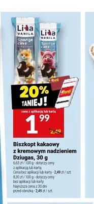 Biszkopt kakaowy z kremowym nadzieniem Dziugas promocja w Twój Market