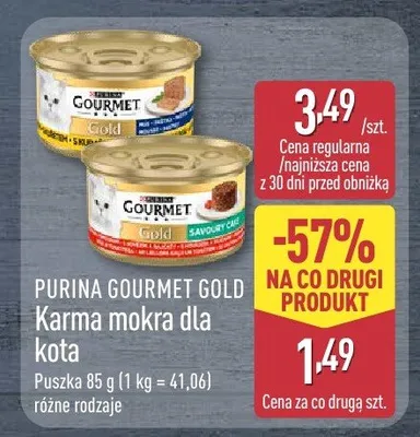 Karma mokra dla kota Purina Gourmet Gold promocja w Aldi