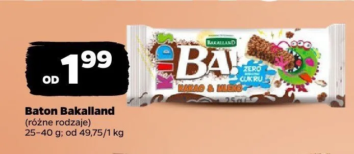 Baton BA! Kids Kakao & Mleko Bakalland promocja w Netto