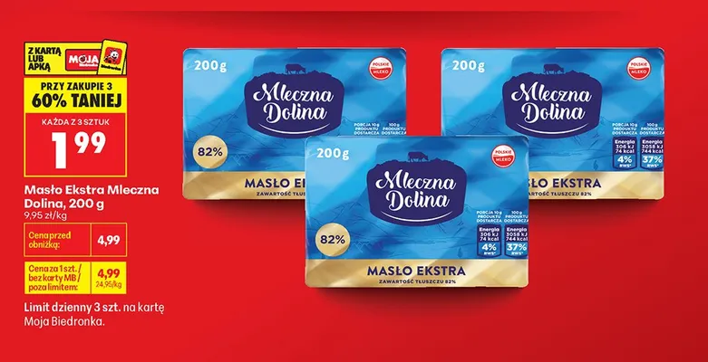 Masło Ekstra Mleczna Dolina promocja w Biedronka