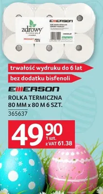 Papier toaletowy Emerson rolka termiczna 80 mm x 80 m 6 szt. trwałość wydruku do 6 lat bez dodania fencji promocja w Selgros