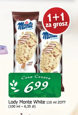 Lody Monte White Zott promocja w CEZAR Delikatesy