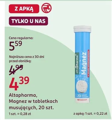 Magnez w tabletkach musujących promocja w Rossmann