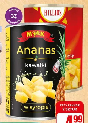 Ananas w puszce kawałki Hillios promocja w Dino