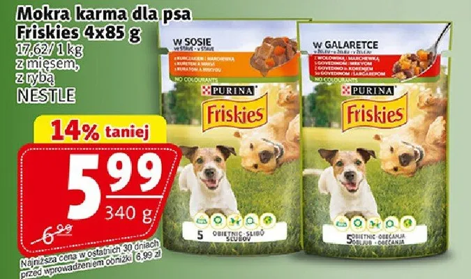Karma mokra dla psa Friskies 4x85g promocja w Prim Market