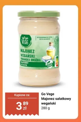 Majonez sałatkowy wegański Go Vege promocja w Biedronka