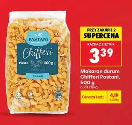Makaron durum Chifferi Pastani promocja w Biedronka
