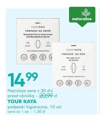 Podpaski higieniczne Your Kaya na noc promocja w Super-Pharm