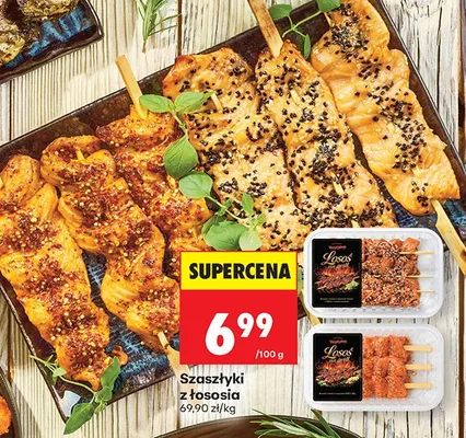 Szaszłyki z łososia promocja w Biedronka
