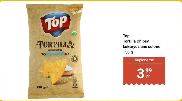 Tortilla Chipsy kukurydziane solone promocja w Biedronka