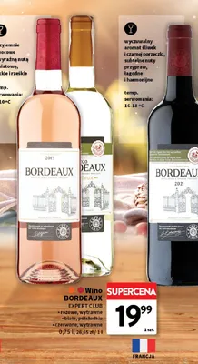 Wino Bordeaux Expert Club czerwone wytrawne promocja w Intermarche