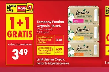 Tampony Femina Organic promocja w Biedronka