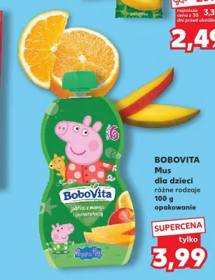 Mus dla dzieci BoboVita Jabłko Mango Pomarańcza Peppa Pig promocja w Kaufland