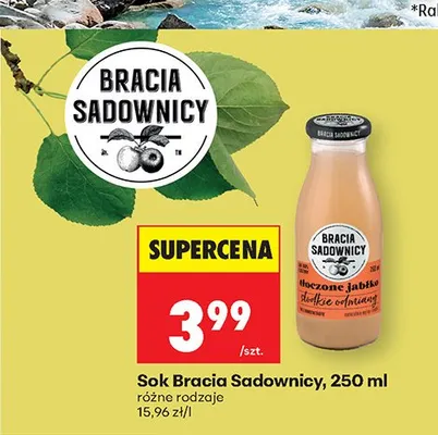 Sok Bracia Sadownicy tłoczone jabłko słodkie odmiany promocja w Biedronka