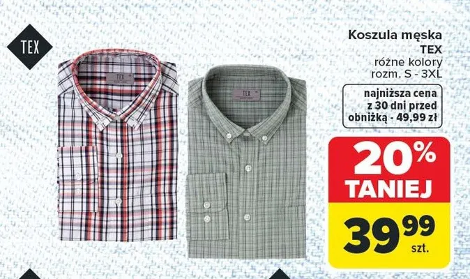 Koszula męska różne kolory promocja w Carrefour
