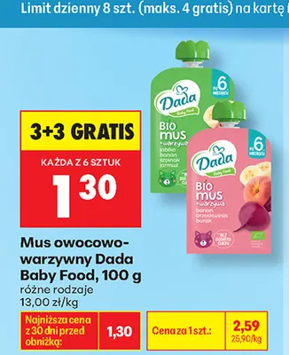 Mus owocowo-warzywny Dada Baby Food promocja w Biedronka