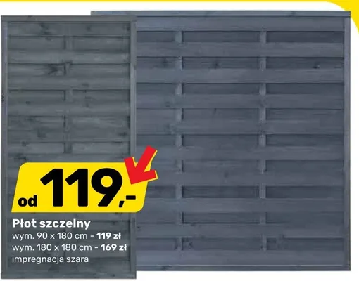 Płot szczelny 90x180cm impregnacja szara promocja w Bricomarche