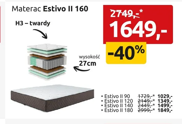 Materac Estivo II 140 promocja w Black Red White