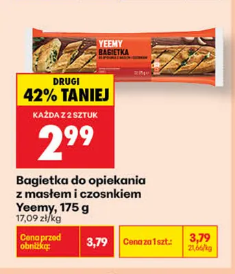 Bagietka do opiekania z masłem i czosnkiem Yeemy promocja w Biedronka
