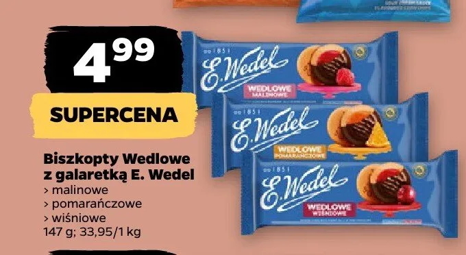 Biszkopty Wedlowe z galaretką pomarańczową E. Wedel promocja w Netto