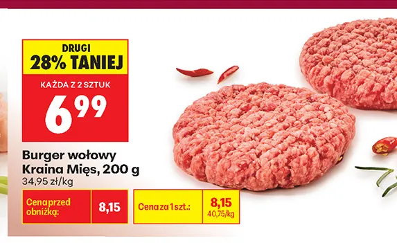 Burger wołowy Kraina Mięs promocja w Biedronka
