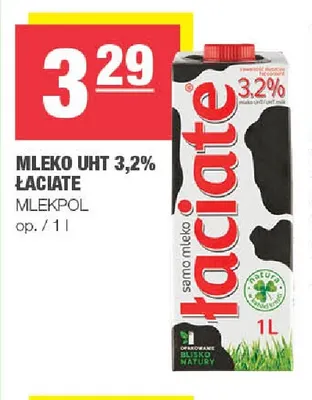 Mleko UHT Łaciate 3,2% promocja w SPAR