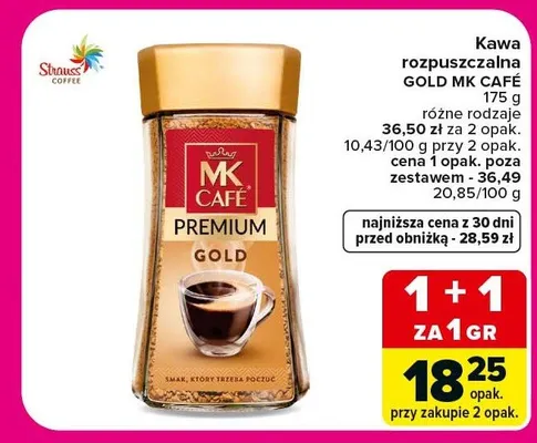 Kawa rozpuszczalna MK Café Premium Gold promocja w Carrefour