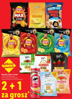 Chipsy z ciecierzycy Snack Day hummus sól morska promocja w Lidl