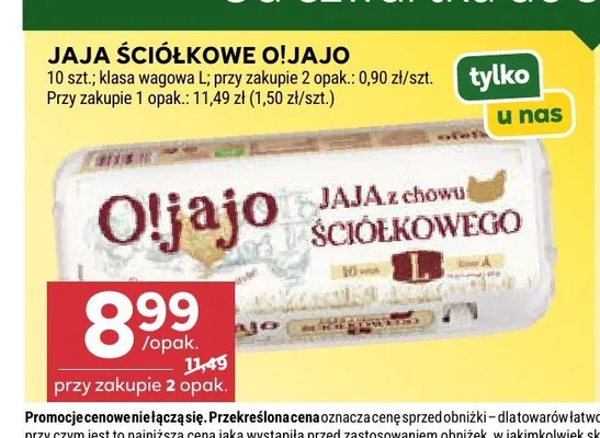 Jaja ściółkowe O!Jajo 10-pak promocja w Stokrotka