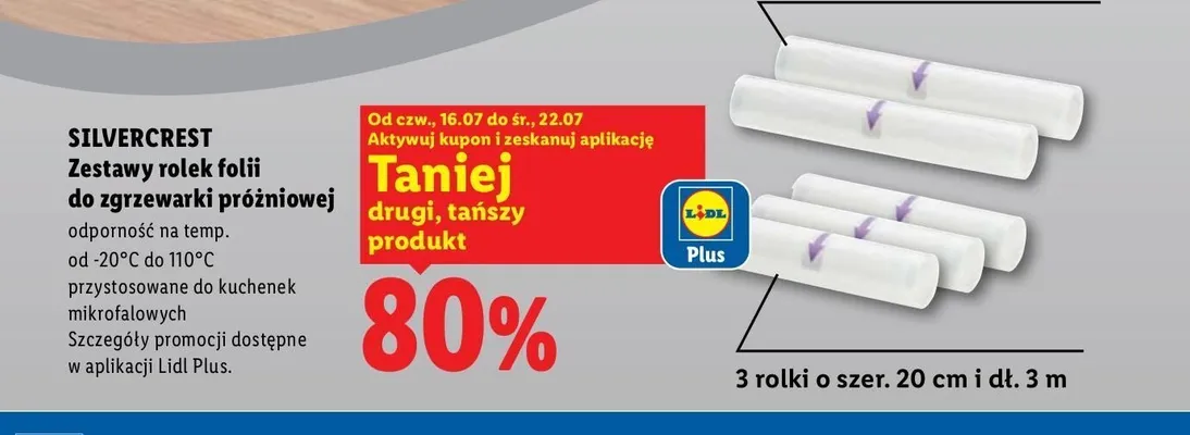 Zestaw rolek folii do zgrzewarki próżniowej Silvercrest 2 rolki 28cmx3 m promocja w Lidl