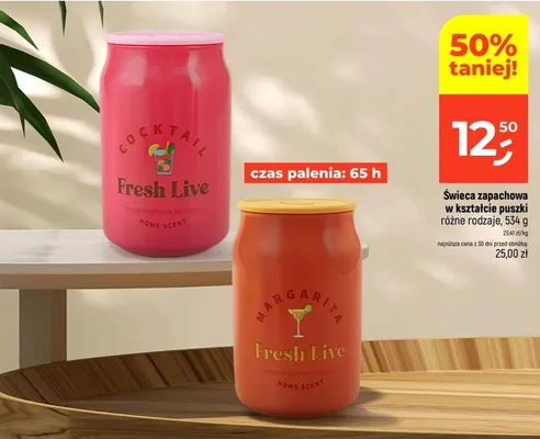 Świeca zapachowa w kształcie puszki Fresh Live promocja w Dealz
