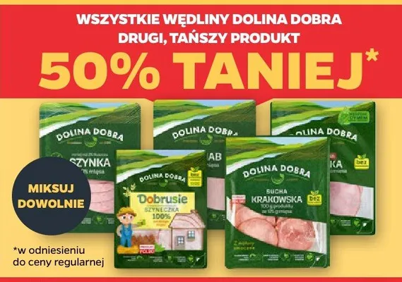 Wędliny dolina dobra drugi tańszy produkt 50% taniej promocja w Netto