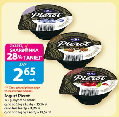 Jogurt Pierot, wybrane smaki promocja w Auchan