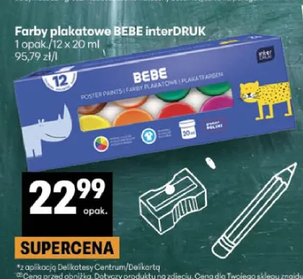 Farby plakatowe BEBE interDRUK 12-pak 20 ml promocja w Delikatesy Centrum