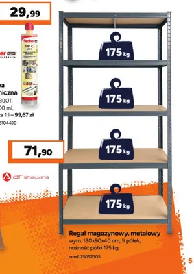 Regał magazynowy metalowy Ar Shelving 180x90x40 cm promocja w Bricoman