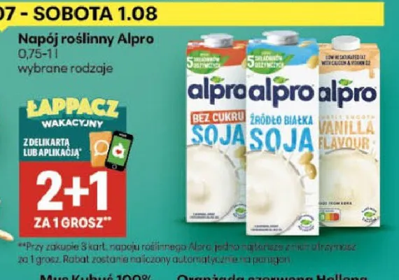 Napój roślinny Alpro Soja promocja w Delikatesy Centrum