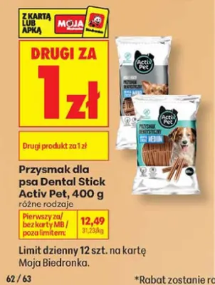 Przysmak dla psa Dental Stick Activ Pet Small promocja w Biedronka