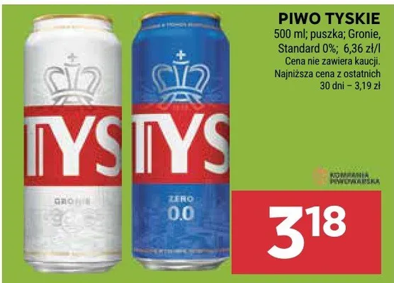 Piwo puszka Gronie, Standard 0%, różne rodzaje promocja w Stokrotka