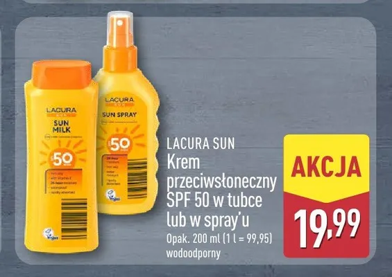 Mleczko przeciwsłoneczne SPF 50 Lacura Sun promocja w Aldi