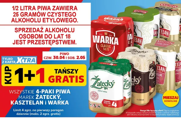 Piwo Kasztelan Jasne Pełne 4-pak promocja w Kaufland