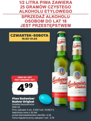 Piwo Budweiser Budvar Original promocja w Netto