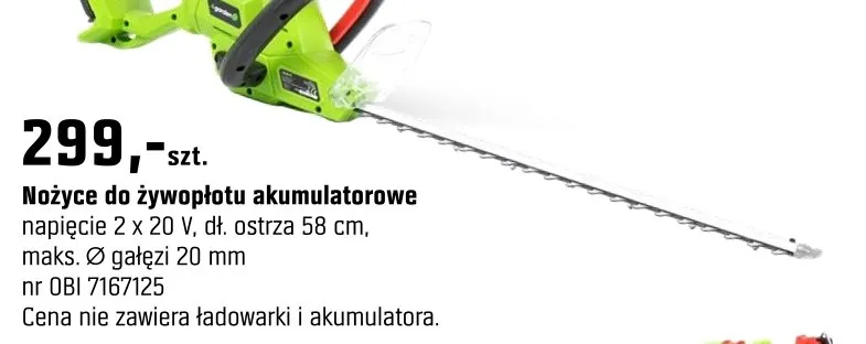 Nożyce do żywopłotu akumulatorowe promocja w OBI