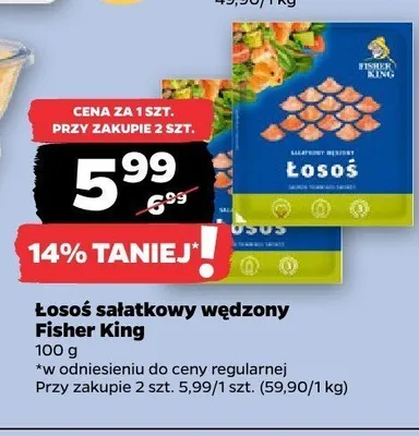 Łosoś sałatkowy wędzony Fisher King promocja w Netto