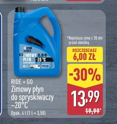 Zimowy płyn do spryskiwaczy -20°C Ride + Go promocja w Aldi