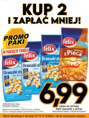 Orzeszki ziemne smażone i solone Felix promocja w Kupiec