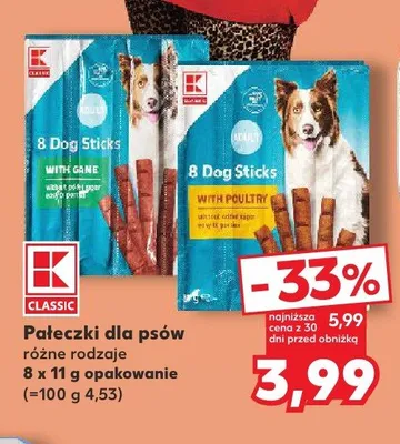 Pałeczki dla psów K-Classic 8-pak z dziczyzną promocja w Kaufland