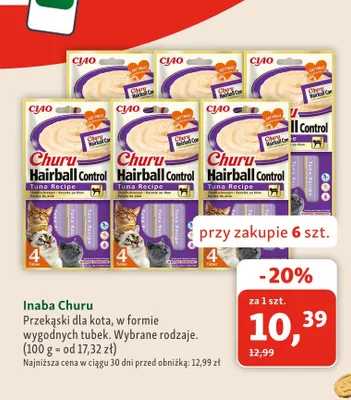 Przekąski dla kota w formie wygodnych tubek Inaba Churu promocja w MAXI ZOO