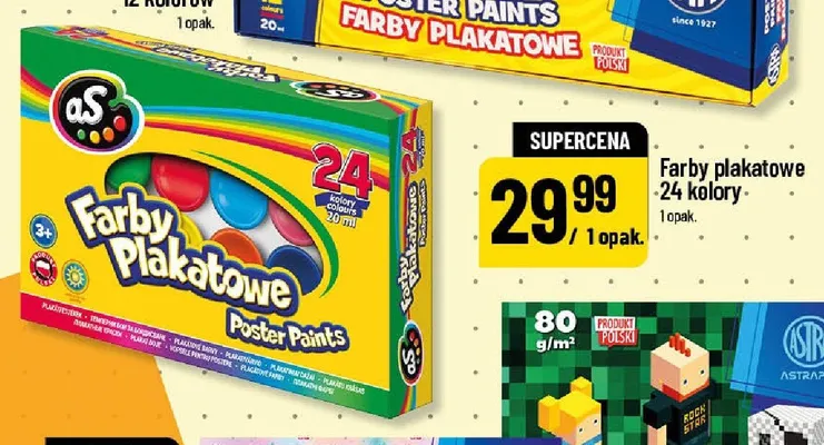 Farby plakatowe Astra 24-pak 20 ml promocja w POLOmarket