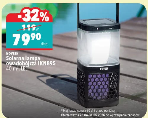 Solarna lampa owadobójcza IKN895 Noveen 40m² LED promocja w Biedronka Home