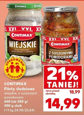 Filety śledziowe wiejskie, z suszonymi pomidorami 600g lub 580g, 900g słoik promocja w Kaufland